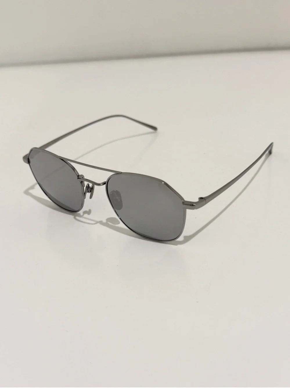 Linda Farrow Dante LFL977 Sunglasses 22K White Gold Aviator NIB Full Set